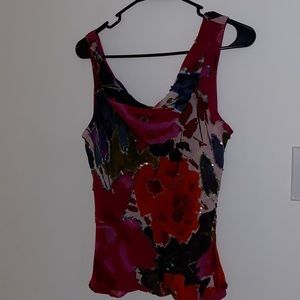 Vintage Newport News Easy Style Floral Beaded Top